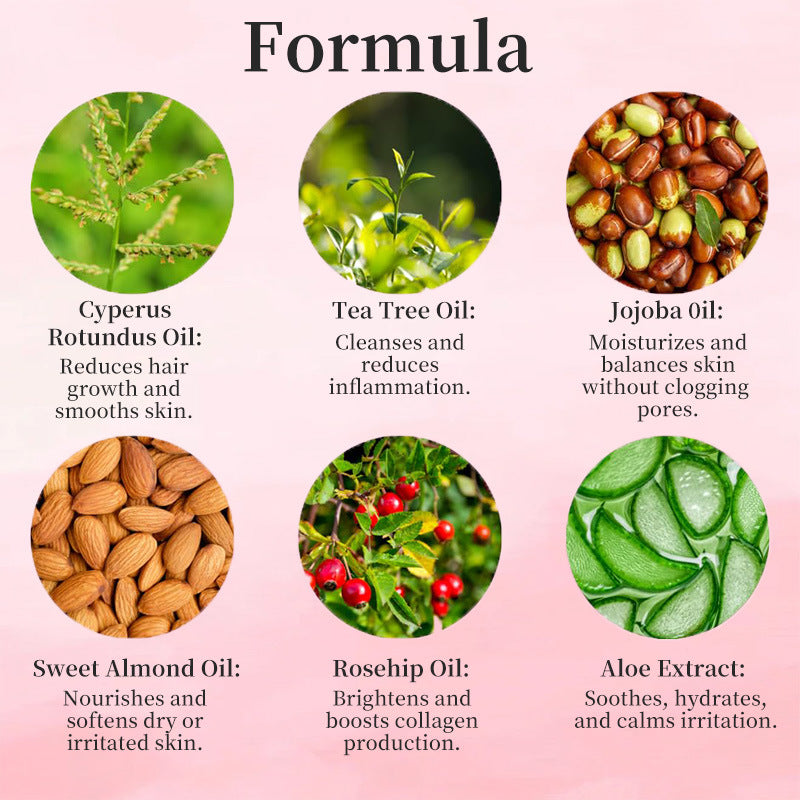 List of natural oils and their benefits on a pink background
