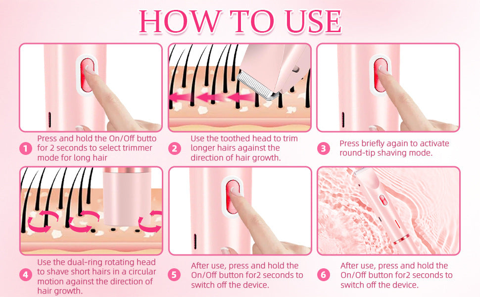 Dual-Head Waterproof Rechargeable Hair Removal Device